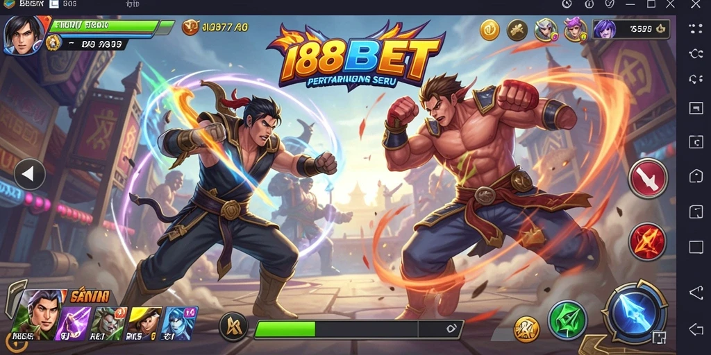 Tangkapan layar gameplay 188BET menampilkan aksi pertarungan yang mendebarkan.