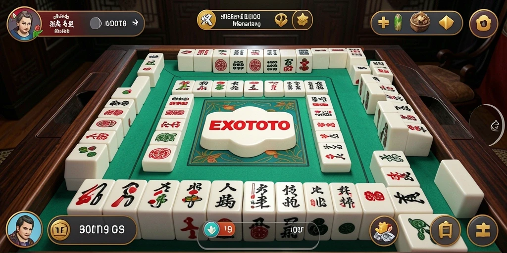 Screenshot gameplay EXOTOTO menampilkan aksi seru permainan Mahjong.