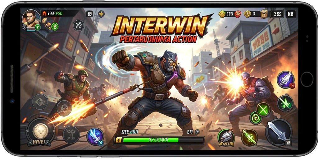 Tampilan gameplay INTERWIN yang penuh aksi dan tantangan.