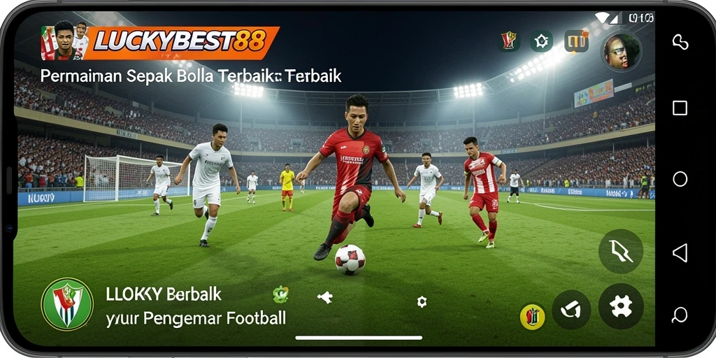 Tampilan utama gameplay <strong>LUCKYBEST88</strong> yang mendebarkan dengan aksi sepak bola.