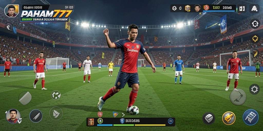 Tampilan gameplay PAHAM777 dengan aksi sepak bola yang mendebarkan.