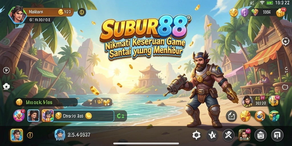 Tampilan gameplay SUBUR88 yang ceria dan menghibur.